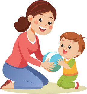 母亲与孩子快乐玩球时刻