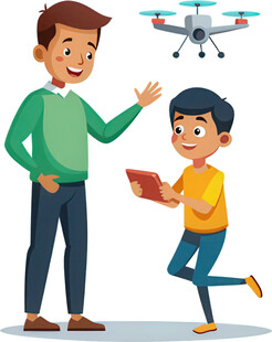 父子玩无人机欢乐瞬间