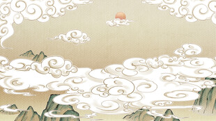 中式祥云山水黄山云海意境画面