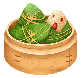 竹制蒸笼里的美味粽子