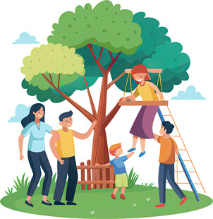 家庭树下欢乐亲子时光