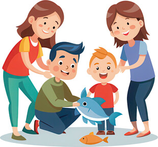 家庭欢乐共赏海洋生物