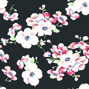 黑色底花卉图案印花设计