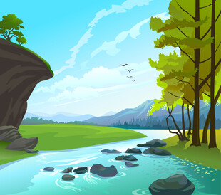 溪边美景