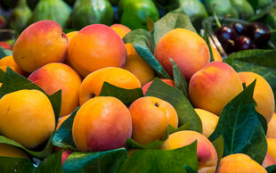 新鲜诱人的多彩桃子