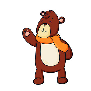 挥手的棕色小熊