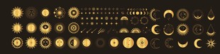 金色月亮星星图标集合