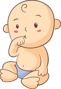 可爱婴儿坐着咬手指
