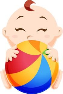 宝宝抱彩色球玩耍
