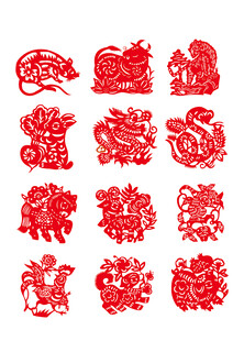 传统剪纸十二生肖图案
