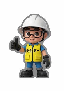 建筑工人卡通形象竖大拇指