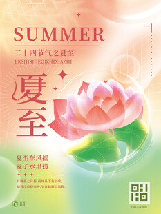 夏日夏至粉色荷花海报