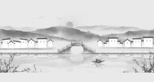 水墨江南水乡风景图