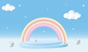 梦幻彩虹天空场景