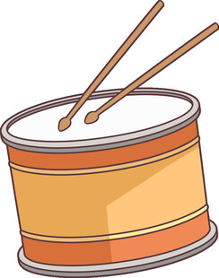 卡通风格的小鼓与鼓槌