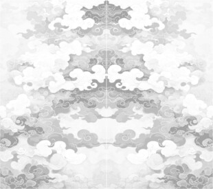 穿孔圆图案水墨风格抽象云纹图案