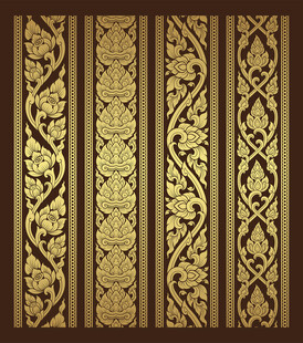 复古金色花纹装饰条图案