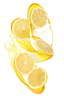 飞溅的柠檬切片
