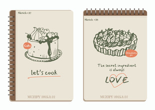 线圈本美食素描画 