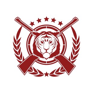 虎与枪械徽章图案设计