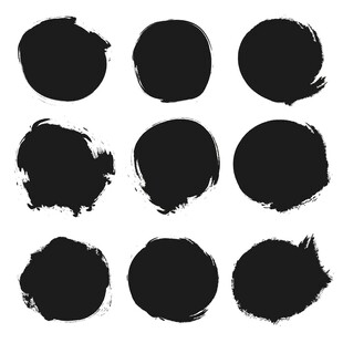 水墨风格圆形笔触素材