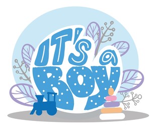 男孩诞生庆祝插画