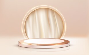 金色圆形盒展示优雅质感