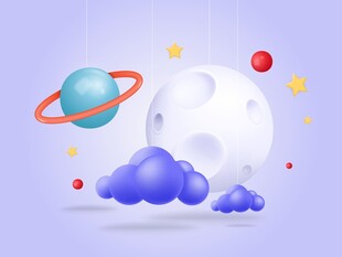 梦幻太空云朵星球景象