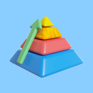 彩色积木堆叠与上升箭头