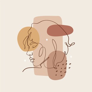 简约线条勾勒的抽象人物