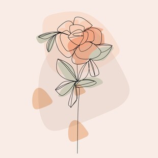 简约手绘风单枝花卉图案