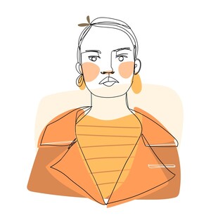 时尚短发女性穿搭插画