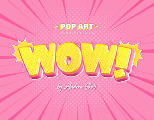 粉色波普风WOW艺术字