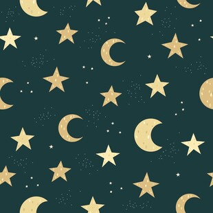 星空月亮星星无缝图案