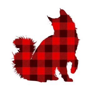红黑格子猫剪影