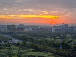城市日出美景俯瞰图