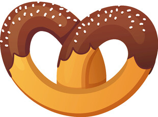 美味巧克力涂层椒盐卷饼