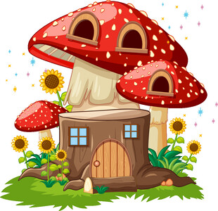 蘑菇小屋童话风插画