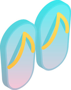 蓝粉渐变人字拖插画