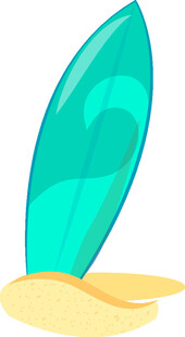沙滩上的蓝绿色冲浪板