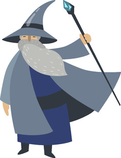手持魔杖的老年魔法师