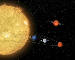 太阳系行星环绕太阳图景