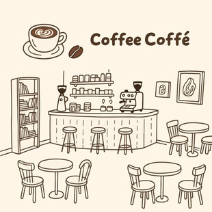 简约风咖啡店室内场景