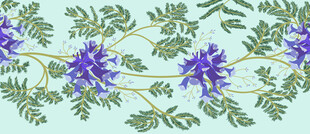 蓝紫色花卉枝叶图案设计蓝花楹