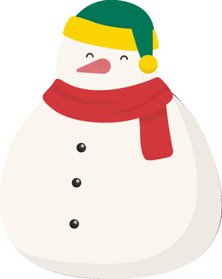可爱雪人戴着帽子和围巾