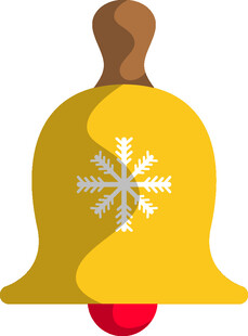 雪花装饰的金色铃铛