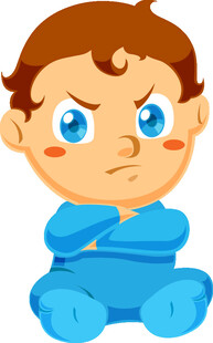 生气小男孩坐地
