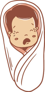 裹襁褓哭泣的可爱新生儿