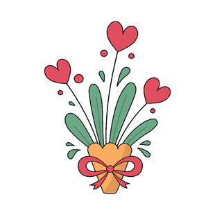 爱心花束插画