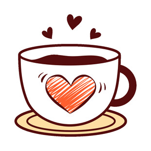 爱心咖啡杯插画